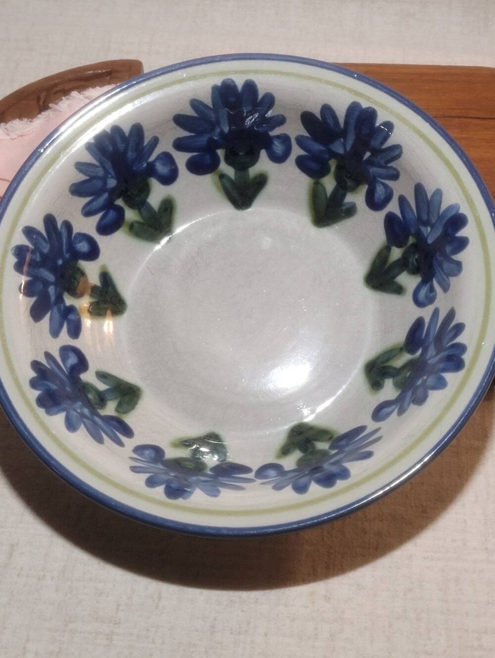 Louisville Stoneware Blue Cornflower Bachelor Button serving bowl 8 inch